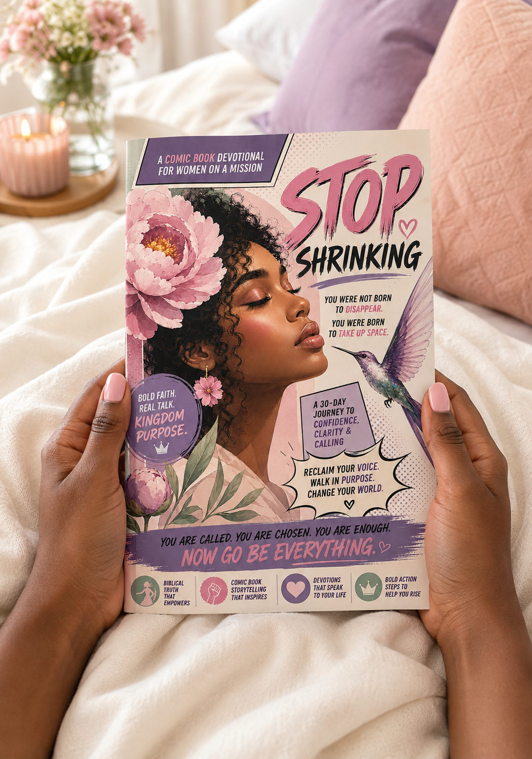 Stop Shrinking: A Christian Devotional for Black Women to Overcome People-Pleasing, Silence Self-Doubt, and Walk in God-Given Confidence An Illustrated Comic-Style Devotional About Identity in Christ, Courage, Purpose, and Taking Up Space