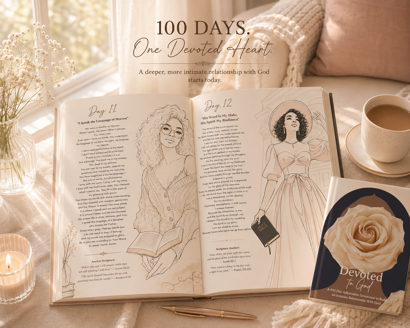 Devoted to God: A 100-Day Christian Affirmation Devotional for Women to Deepen Their Relationship with God, Renew Their Faith, and Rest in His Presence Daily Scripture-Based Affirmations for Spiritual Intimacy, Peace, and Identity in Christ