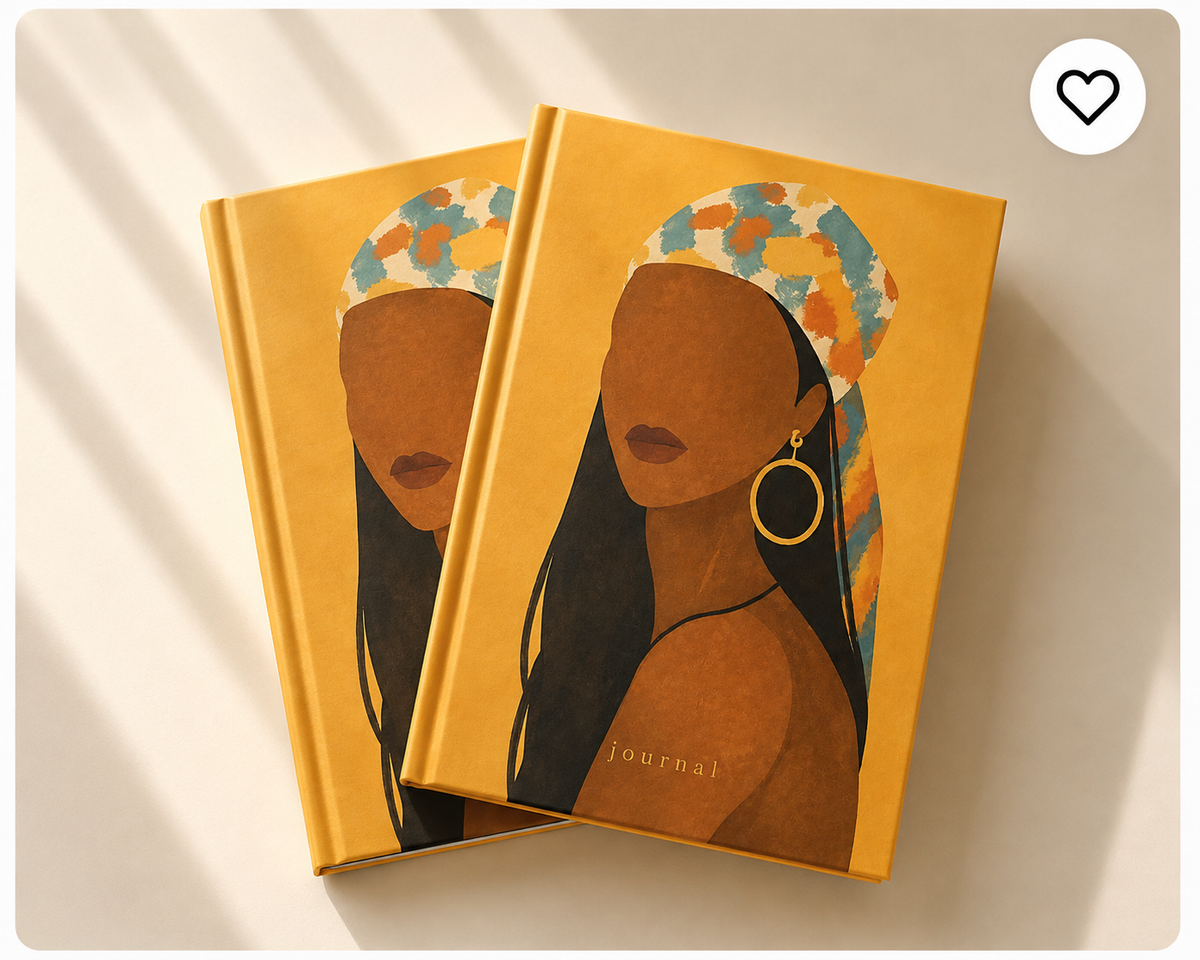 Writing Journal Hardcover Notebook With Black Woman Art