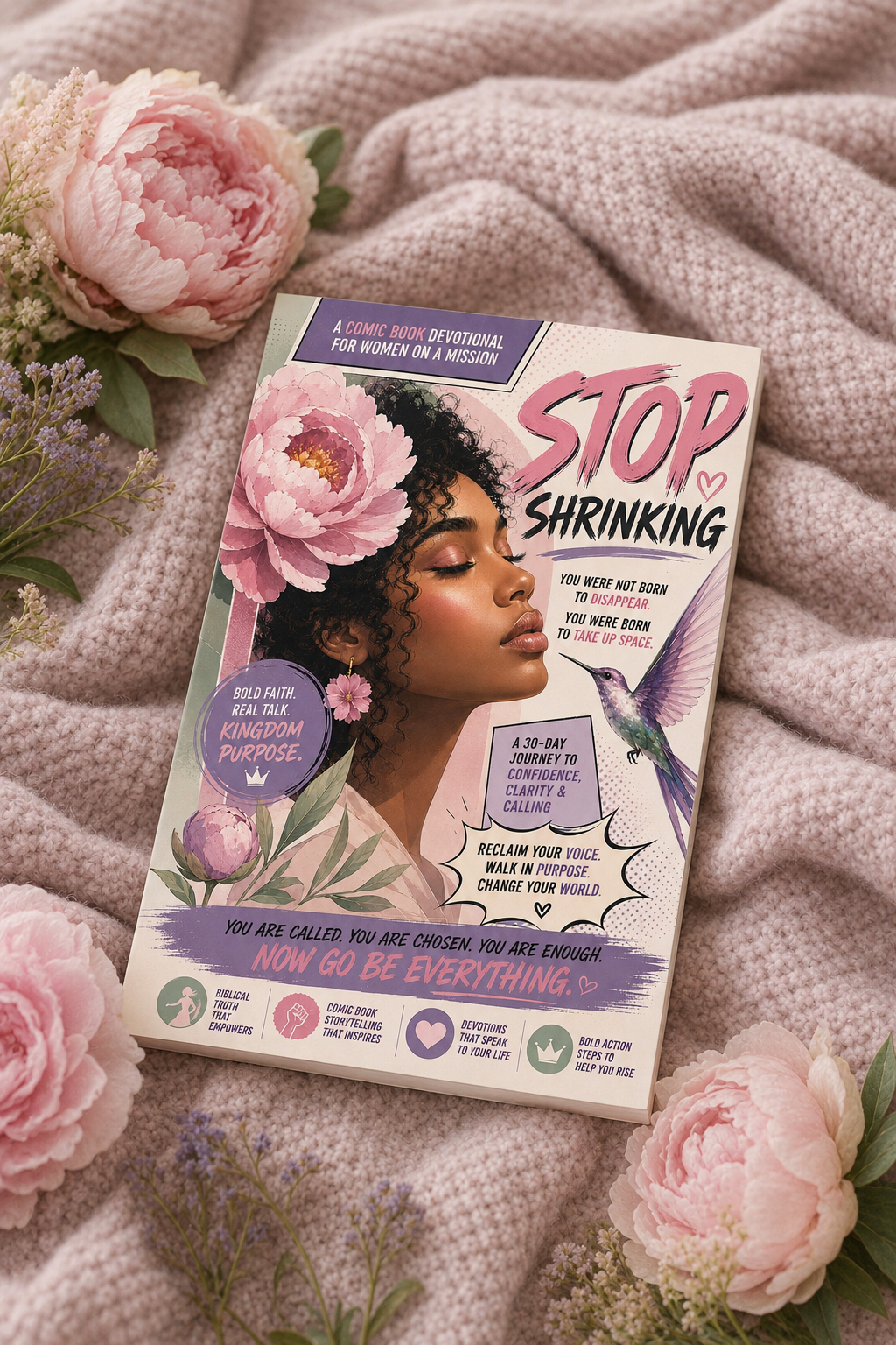 Stop Shrinking: A Christian Devotional for Black Women to Overcome People-Pleasing, Silence Self-Doubt, and Walk in God-Given Confidence An Illustrated Comic-Style Devotional About Identity in Christ, Courage, Purpose, and Taking Up Space