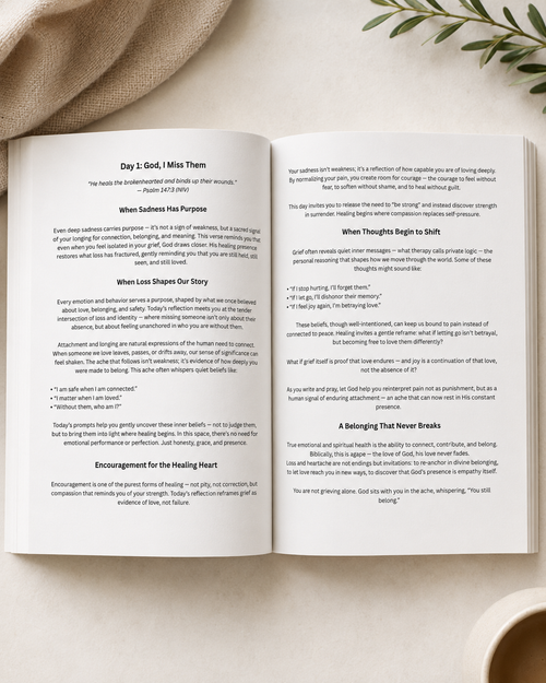 A Christian grief and heartbreak healing workbook for women with guided prompts, Scripture, prayer and reflection for processing loss, pain and life changes with God.