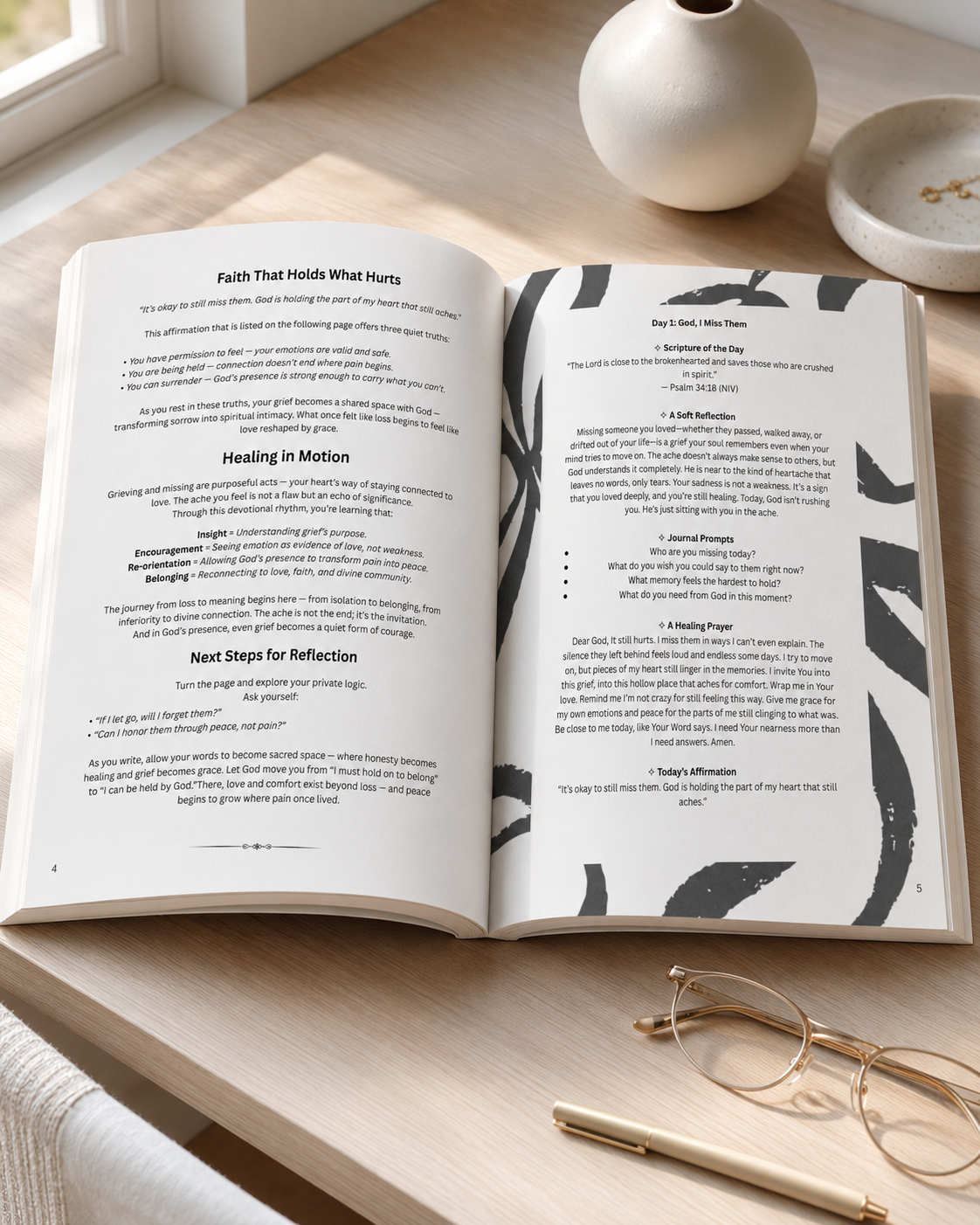 A Christian grief and heartbreak healing workbook for women with guided prompts, Scripture, prayer and reflection for processing loss, pain and life changes with God.